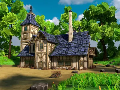 Stylized Medieval House 12 With Environment 3D model