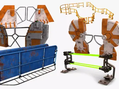 Turnstiles and Barricade 3D Model Pack
