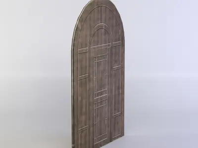 Door wooden with glass windows Low-poly 3D model