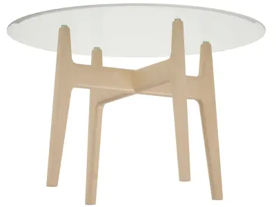 Tate 48 Round Dining Table with Glass Top and Sand Base 3D model