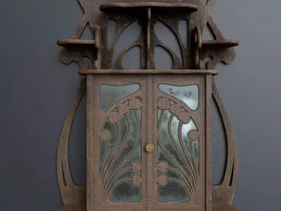 Antique Wall Mounted Bathroom Cabinet Low-poly 3D model