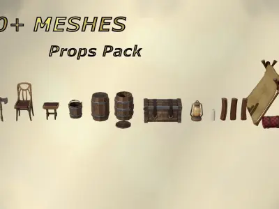 Stylized Props Pack - over 100 QUALITY MESHES Low-poly 3D model
