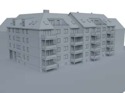 Apartment multi-story Building Low-poly  3D model