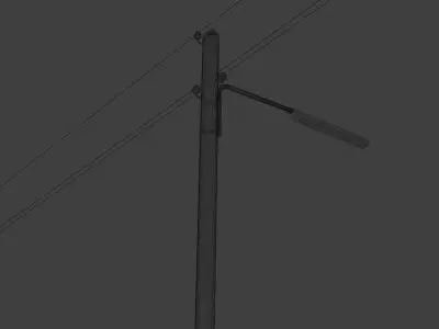 German rural road light Low-poly 3D model