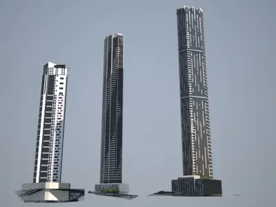 Tallest Brisbane s towers - Low poly Low-poly 3D model