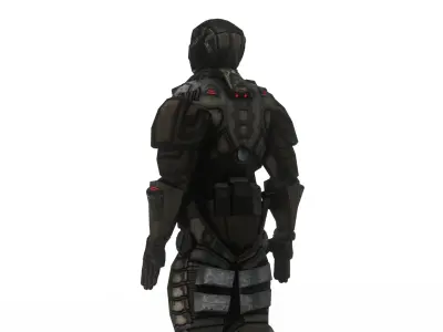 Aegis Warframe  Futuristic Humanoid Robot Rigged Low-poly 3D model