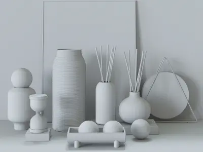 Decorative Set 1 of items on table 3D model