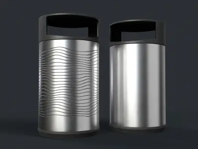 Street Trash Can 26 PBR Game Ready Low-poly 3D model