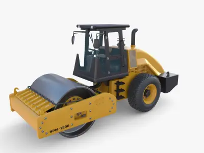 Road roller V5 Low-poly 3D model