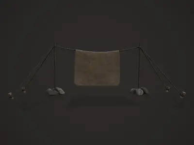 Viking Style Blanket Hanger Low-poly 3D model