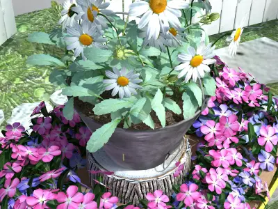 Garden Wheelbarrow Flower 3D model