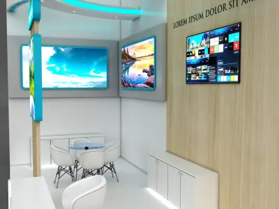 Booth Exhibition Stand Stall 6x3m Height 500 cm 2 Side Open 3D model