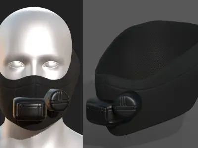 Gas mask respirator scifi futuristic 3d Artist  Low-poly 3D model