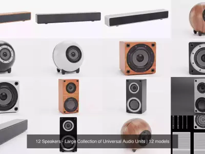 12 Speakers - Large Collection of Universal Audio Units 3D Model Pack
