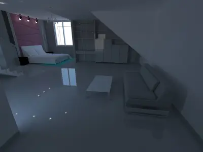 interior room with bed and stairs 3D model