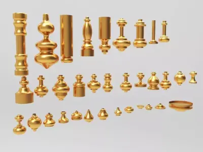 Baluster set of gold ornaments 3D model