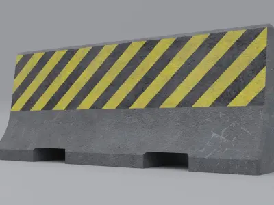 Brand New  Stripes Concrete Barrier Low-poly 3D model