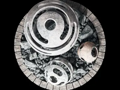 Flowerbed with stone decor 3D model