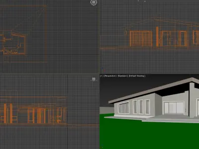 Stone House - Single Story Residential Building Low-poly 3D model