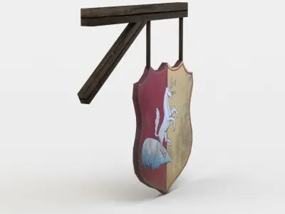 Emblem shield hanging on wall Low-poly 3D model