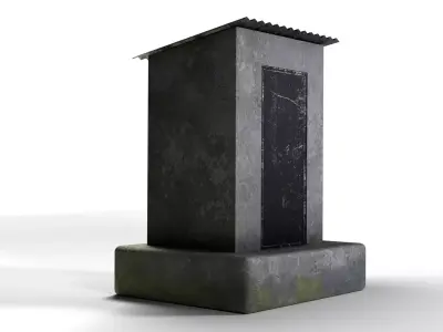 Old style traditional concrete outdoor toilet Low-poly 3D model