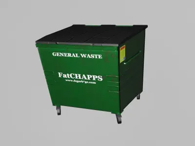 Low Poly and High Poly Industrial Wheelie bins 3D model