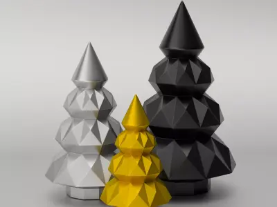Low Poly Christmas Tree Decoration STL - Print in Place 3D print model