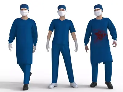 Surgeon Doctor Rigged  Low-poly 3D model