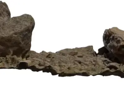 Rocky Riverbed Ground Patch Low-poly 3D model