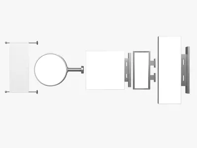 Signs Set curtain hanging on wall 3D model