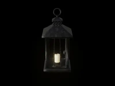 Game ready low poly Iron lantern Low-poly 3D model