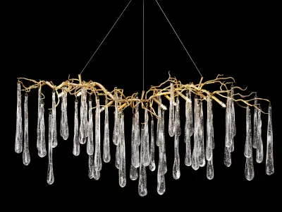 John-Richard Brass and Glass Teardrop Nine-Light Chandelier 3D model