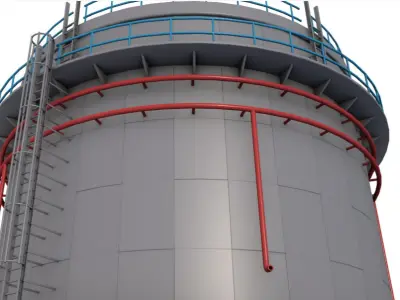 Cylindrical Oil Tank 3D model