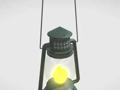 Old Low Poly Kerosene Lamp Low-poly 3D model