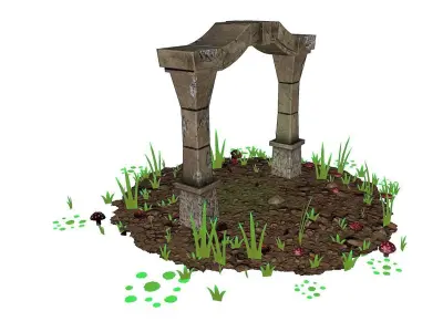 PBR Green Stone Low-poly 3D model