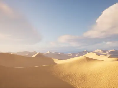 Desert sand landscape terrain Low-poly 3D model