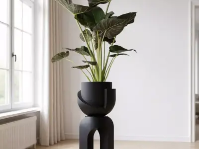 Modern Plant Stand 3D Model Minimalist Planter Sculptural Base Low-poly 3D model