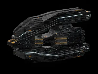 frigate spaceship sci fi low poly 3D Low-poly 3D model