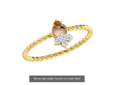 9 Wire Shank light wt women ring 3dm stl render details 3D Model Pack