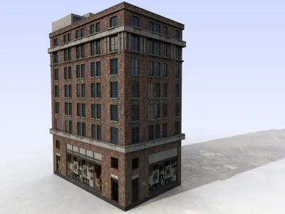 buiding brick building Low-poly 3D model