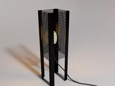 Lamp 3D model floor with wire 3D model