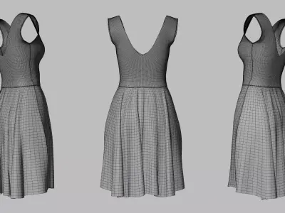 Dress 21 Very Light Blue Low-poly 3D model