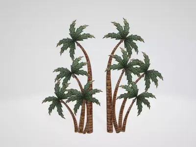 Palm Trees Tropical Metal Wall Art Set of Two 3D model
