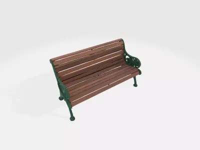 Classic Victorian Park Bench - Game Ready PBR Low-poly 3D model