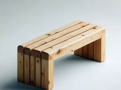 Simple Wooden Bench 3D Model Low-poly 3D model