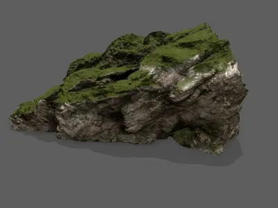 Stairs with moss on top Low-poly 3D model