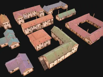 Medieval City Pack  10 Buildings  Low-poly 3D model