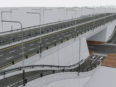 Highway Interchange 3D model Low-poly 3D model