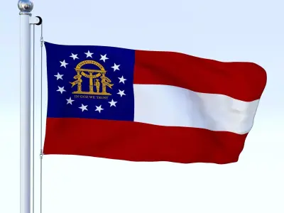 Animated Georgia Flag US Low-poly 3D model