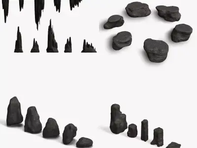 Base Rocks Combo Low-poly 3D model